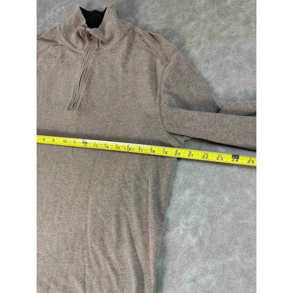 J. Crew Mens 1/4 Zip Mock Neck‎ Pullover  Beige Knit Cotton Sweater S OVERSIZED